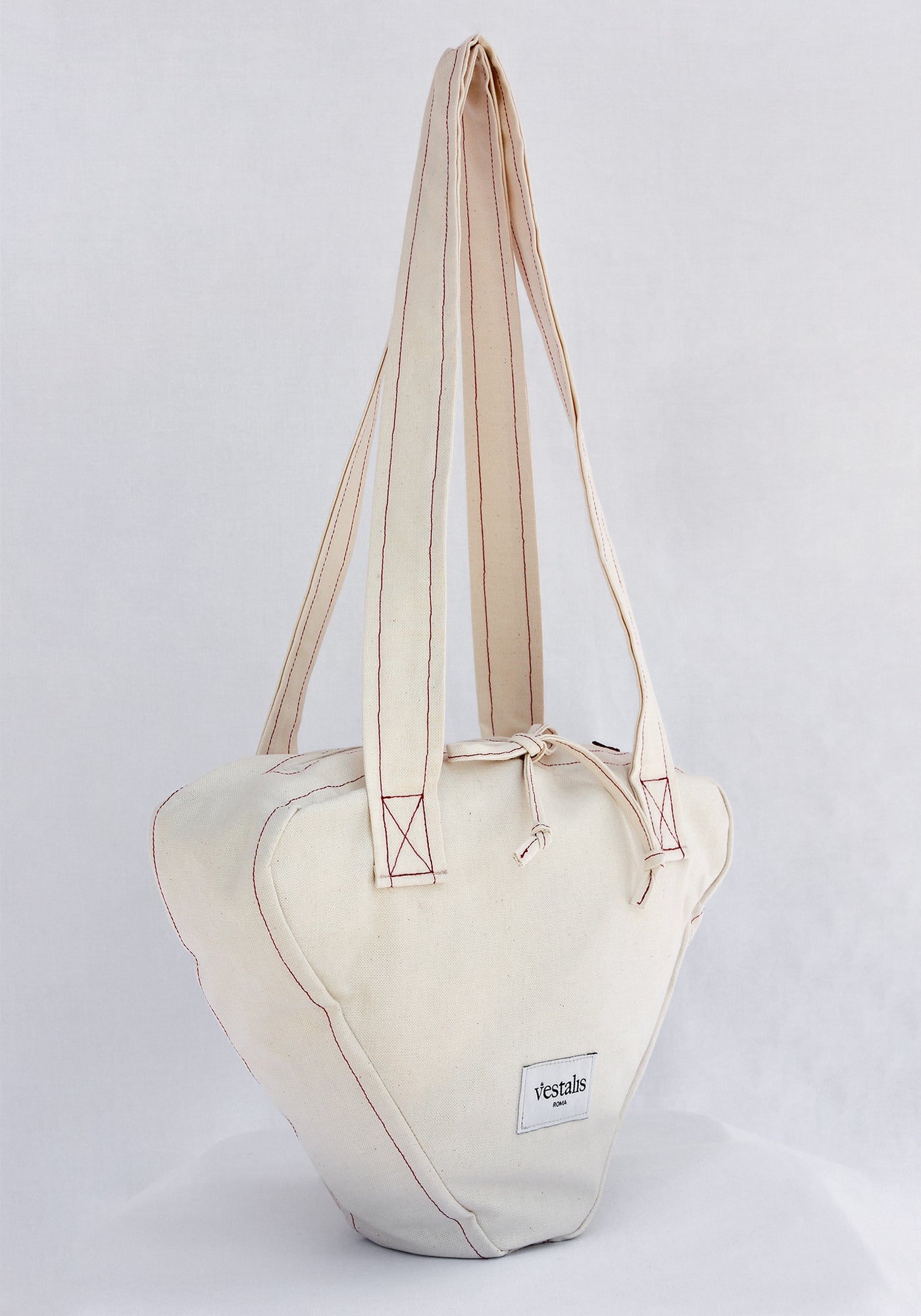 CLODIA CANVAS TRIANGLE TOTE BEIGE - Vestalis Roma