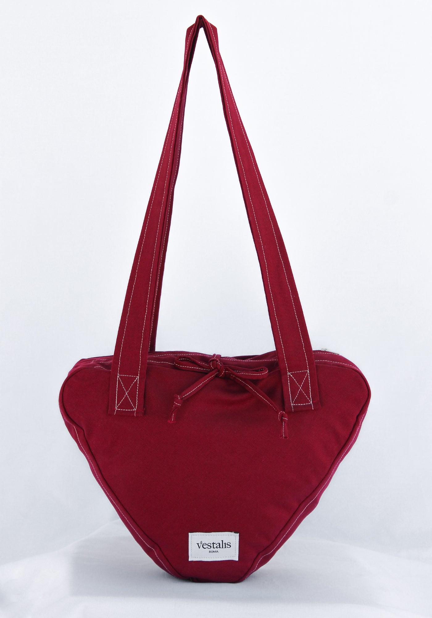 CLODIA CANVAS TRIANGLE TOTE ROSSO - Vestalis Roma