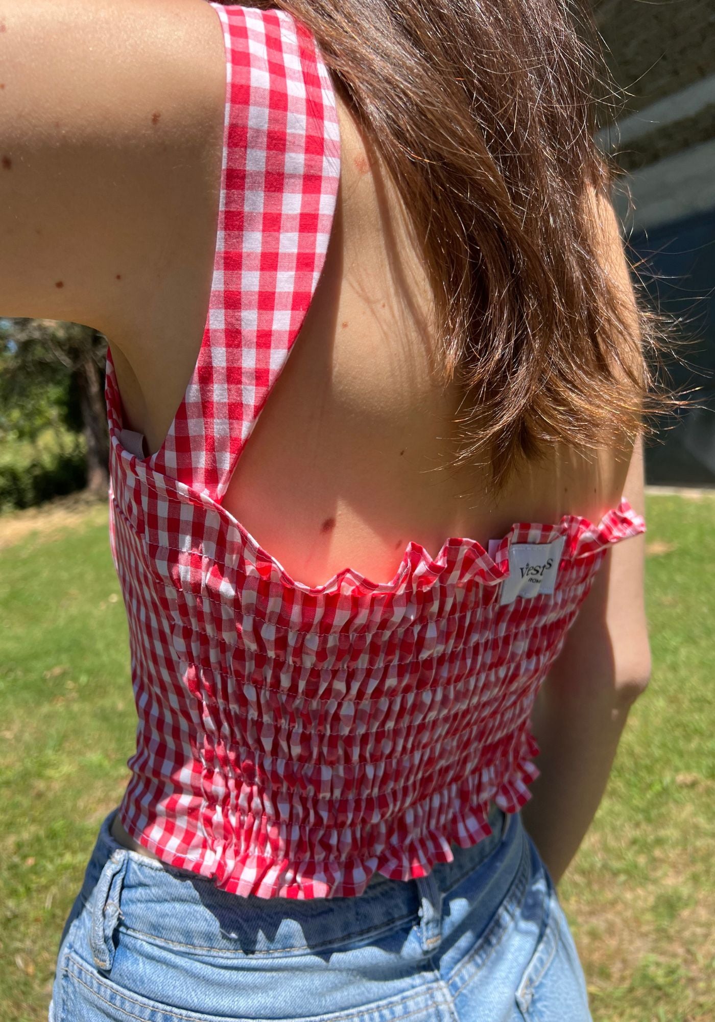 SELINA TOP QUADRETTI ROSSO BIANCO - Vestalis Roma
