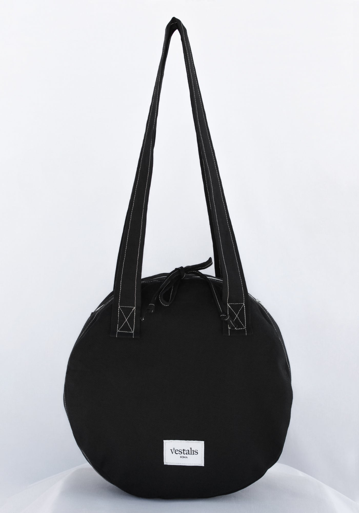 CLODIA CANVAS CIRCLE TOTE NERO - Vestalis Roma