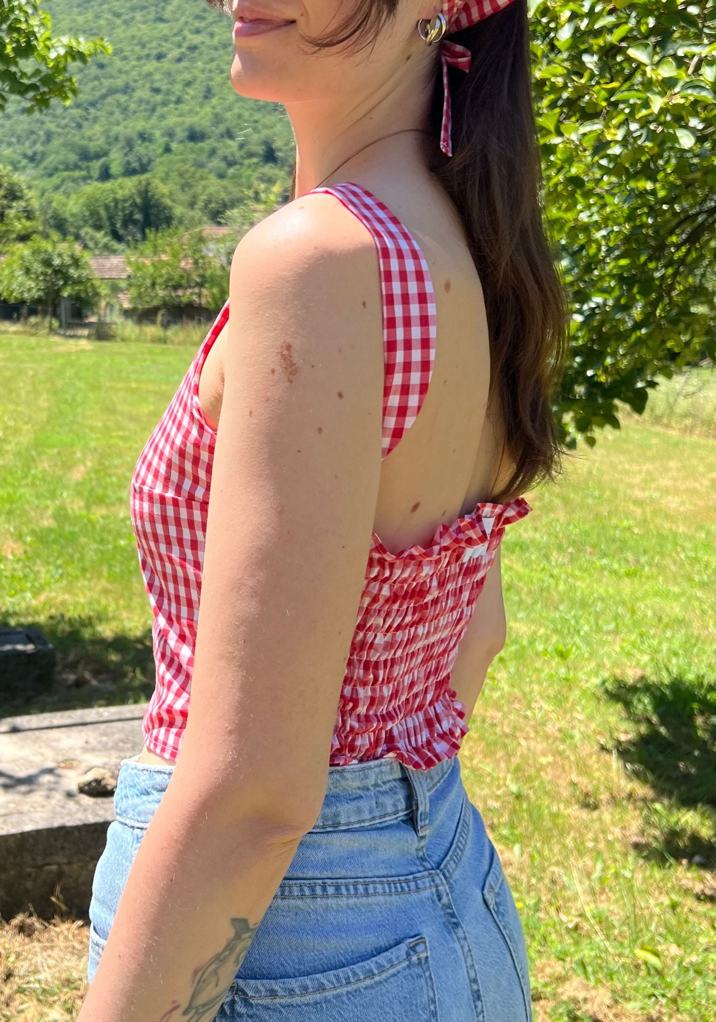 SELINA TOP QUADRETTI ROSSO BIANCO - Vestalis Roma