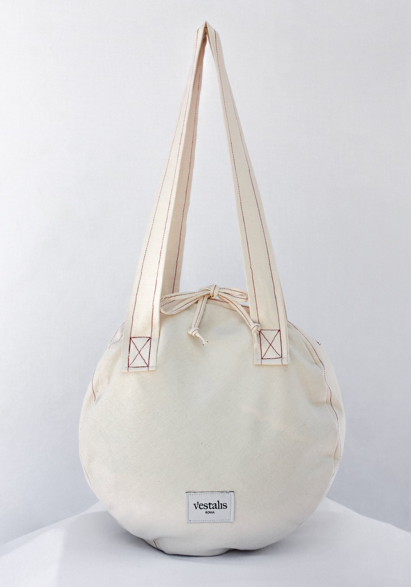 CLODIA CANVAS CIRCLE TOTE BEIGE - Vestalis Roma