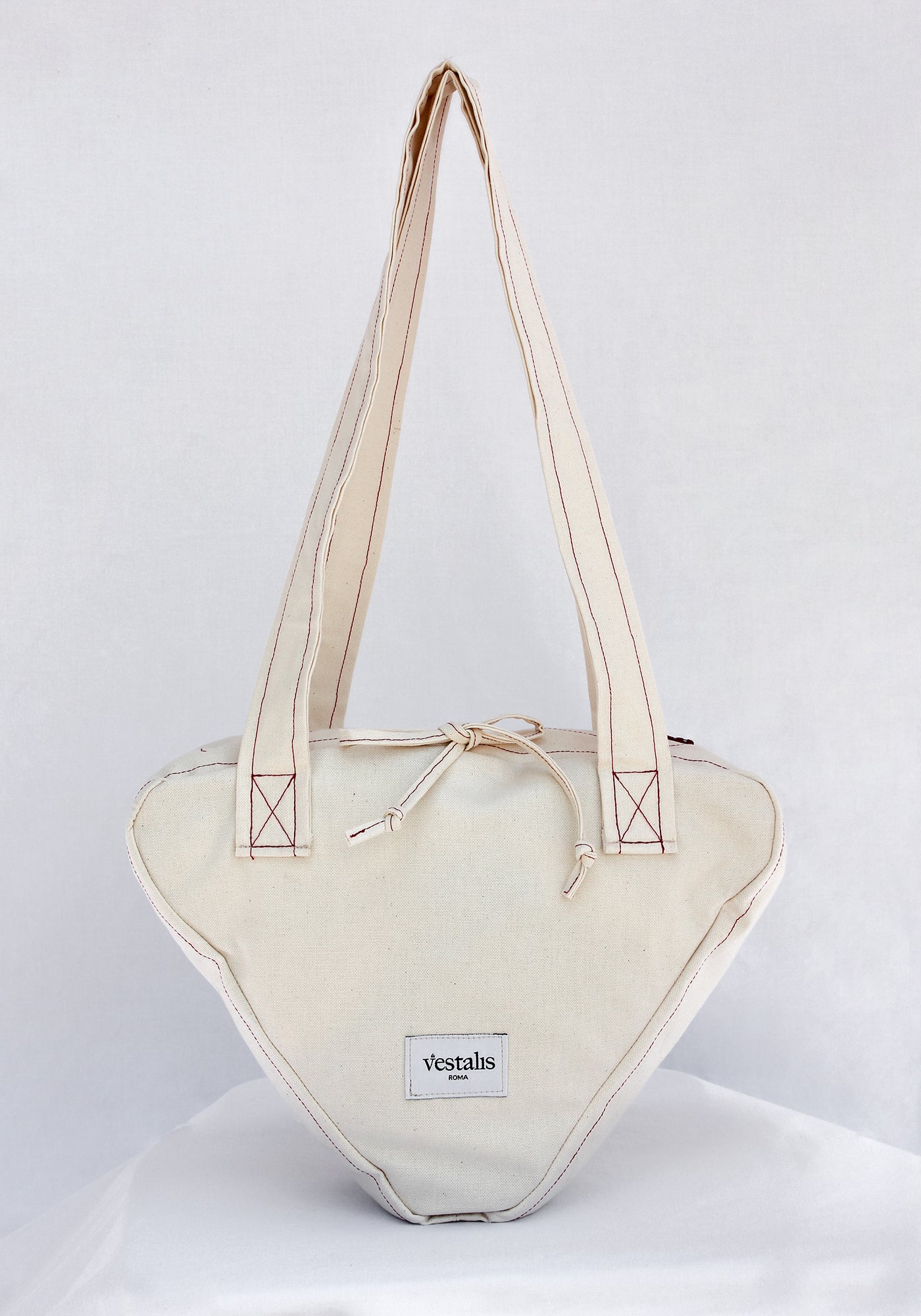 CLODIA CANVAS TRIANGLE TOTE BEIGE - Vestalis Roma