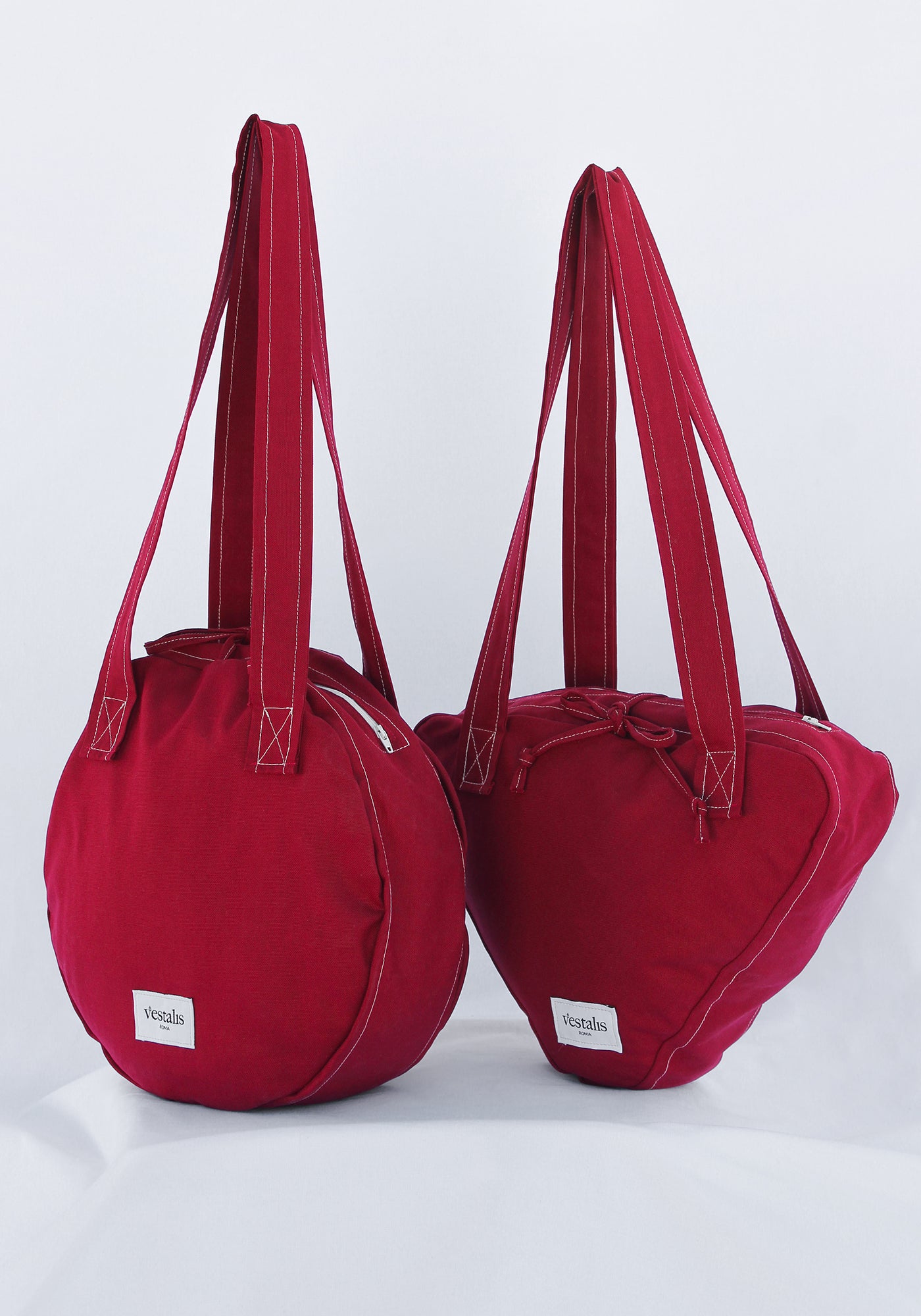 CLODIA CANVAS CIRCLE E TRIANGLE TOTE ROSSO - Vestalis Roma