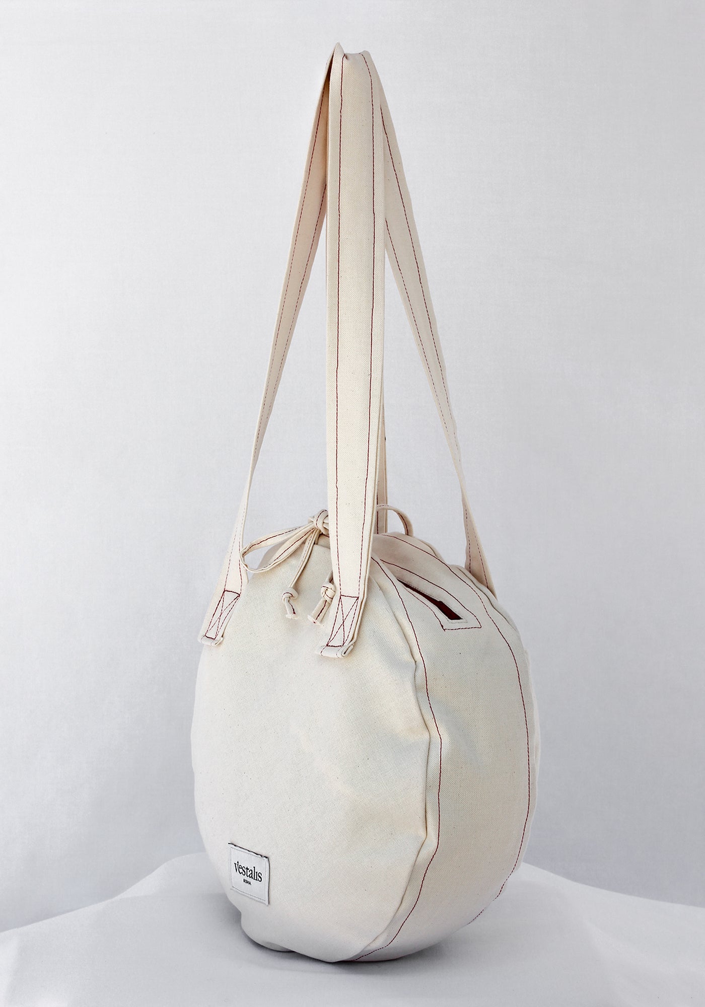 CLODIA CANVAS CIRCLE TOTE BEIGE - Vestalis Roma