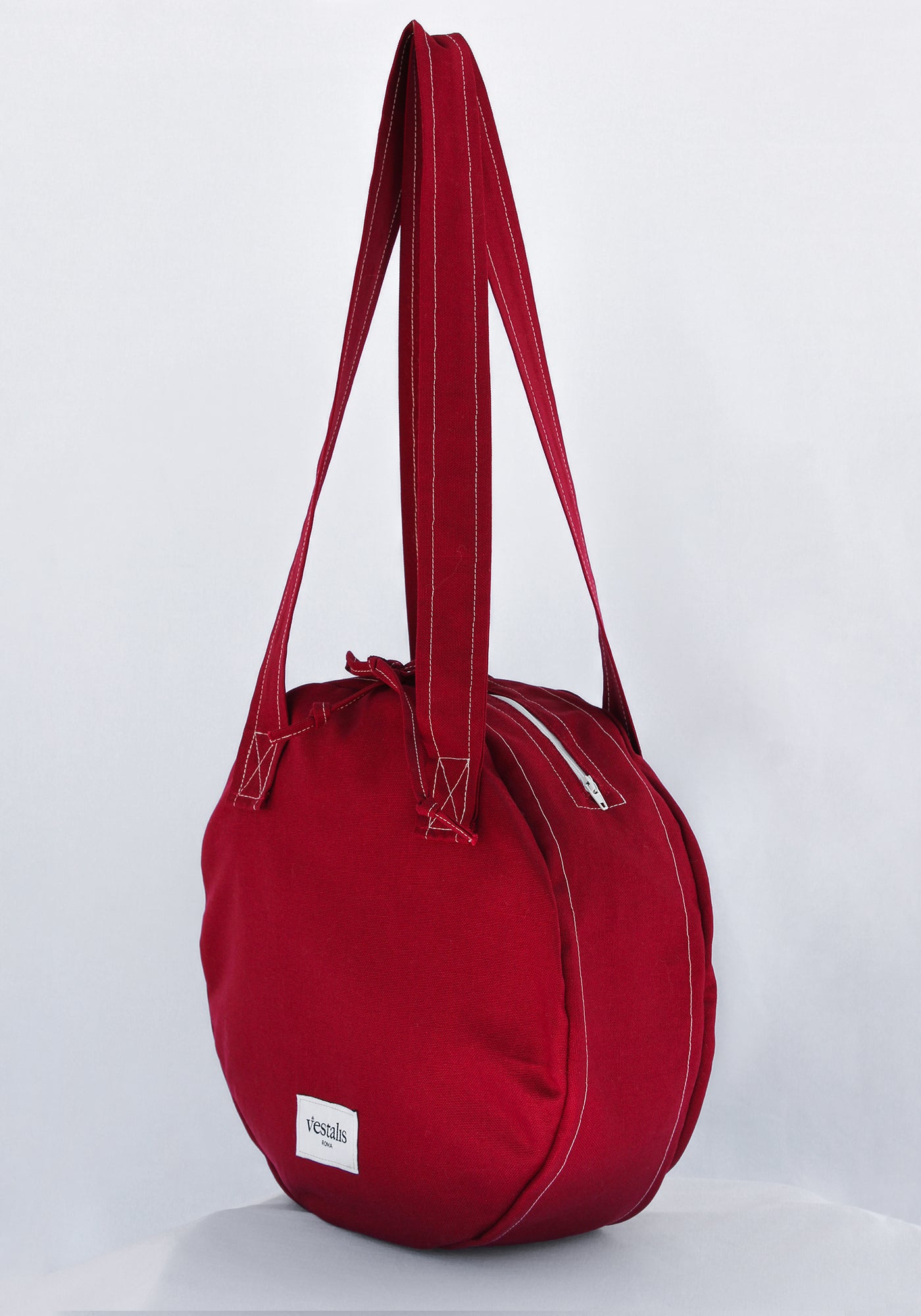 CLODIA CANVAS CIRCLE TOTE ROSSO - Vestalis Roma