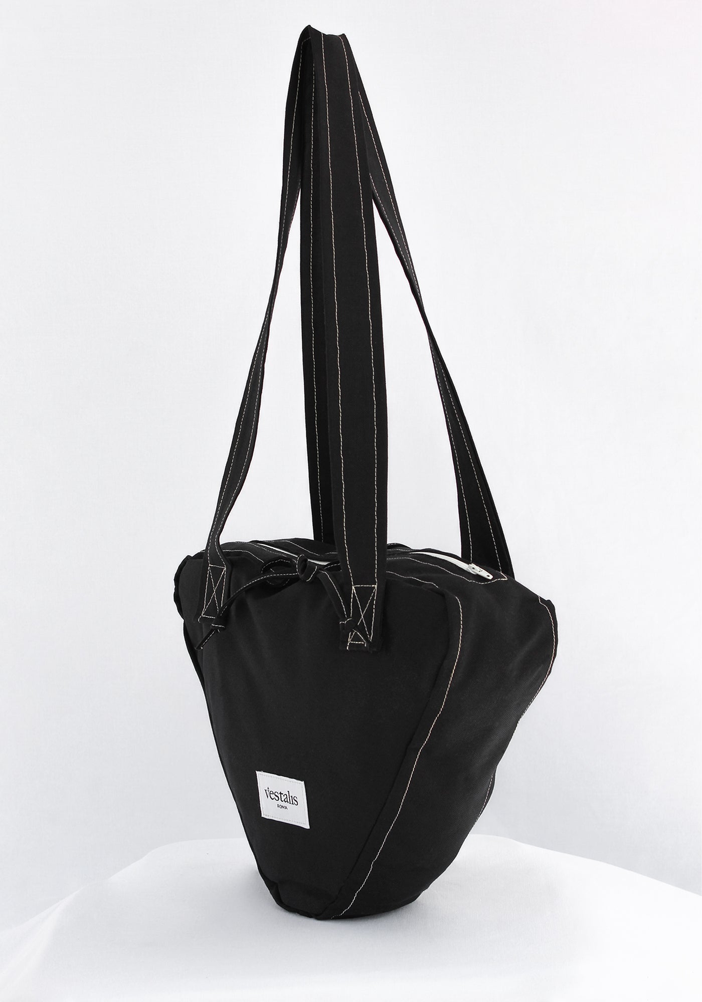 CLODIA CANVAS TRIANGLE TOTE NERO - Vestalis Roma