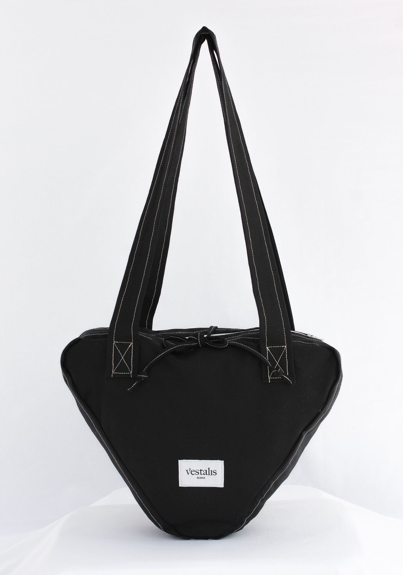 CLODIA CANVAS TRIANGLE TOTE NERO - Vestalis Roma